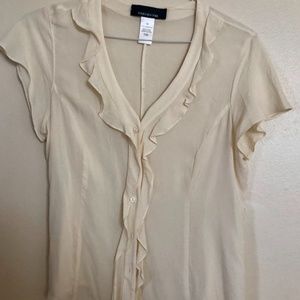 Jones New York 100% Silk Cream Blouse Top (size 12)